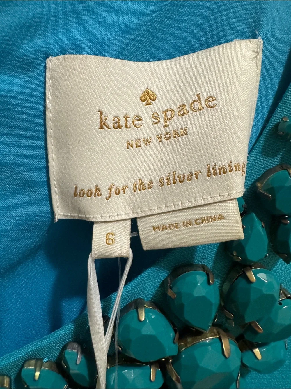 NWT Kate Spade Teal Embellished Dress Size 6